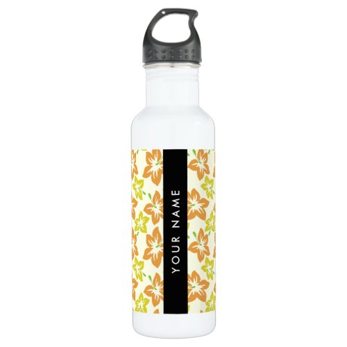 Yellow Hibiscus Orange Hibiscus Your Name Stainless Steel Water Bottle