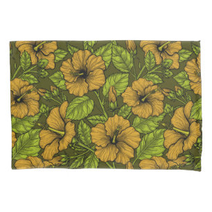 Yellow hibiscus pillow case