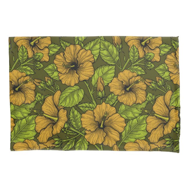 Yellow hibiscus pillow case (Front)