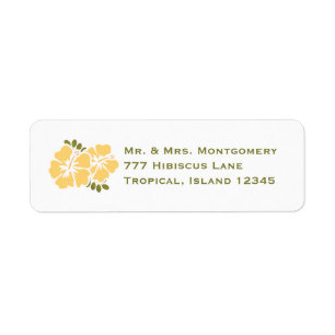 Yellow Hibiscus Return Address Labels Custom