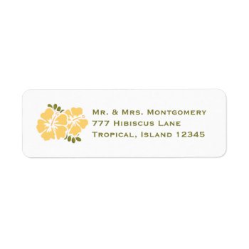 Yellow Hibiscus Return Address Labels Custom by OccasionInvitations at Zazzle