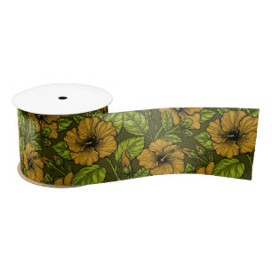 Yellow hibiscus satin ribbon