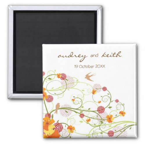 Yellow Hibiscus  Swallows Wedding Save The Date Magnet