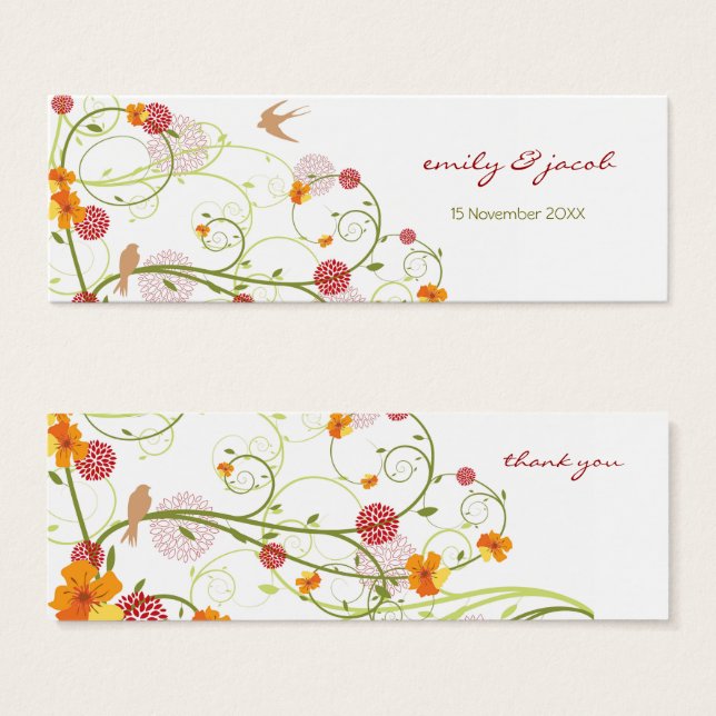 Yellow Hibiscus Swirls & Swallows Wedding Gift Tag (Front & Back)