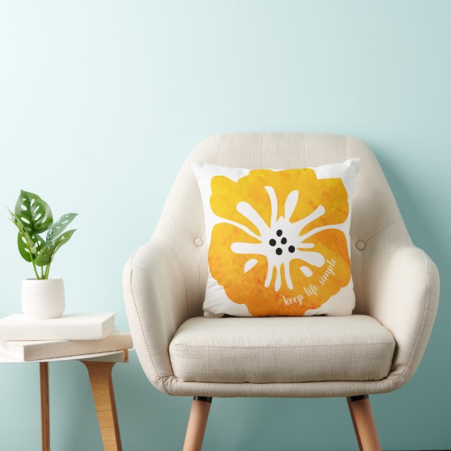 Yellow Hibiscus Tropical Personalized Throw Pillow (Chair)