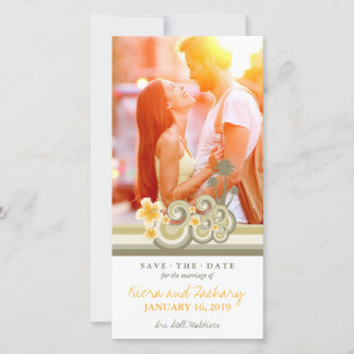 Yellow Hibiscus Tropical Taupe Waves Beach Photo Save The Date