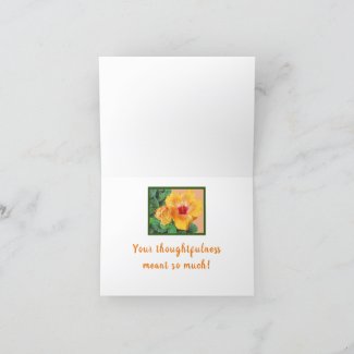 YELLOW HIBISCUS WITH RED CENTER/THANK YOU NOTECARD