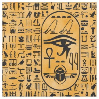 Yellow Hieroglyphics Fabric