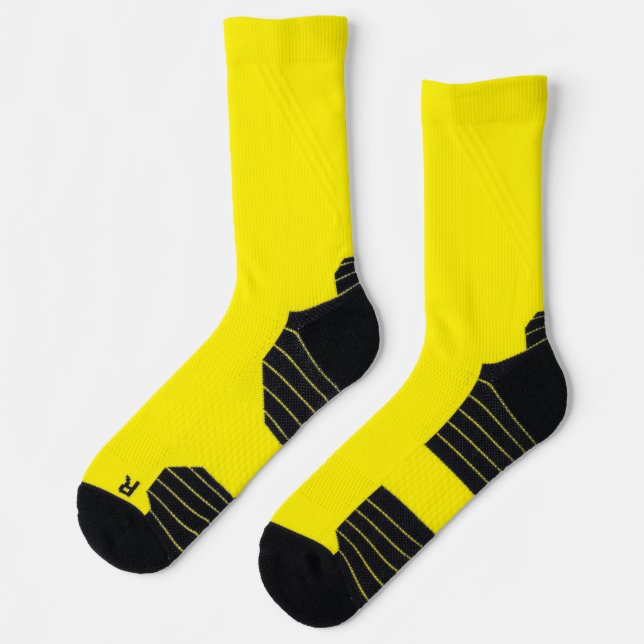 Yellow High-Performance Athletic Crew Socks  (Left)