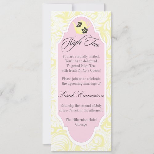Yellow High Tea Bridal Shower Invitation