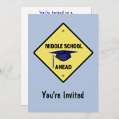Yellow Highway Sign Graduation Middle School Invitation (Front/Back)