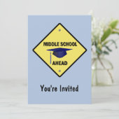Yellow Highway Sign Graduation Middle School Invitation (Standing Front)