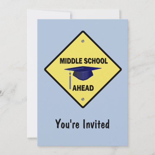 Yellow Highway Sign Graduation Middle School Invitation