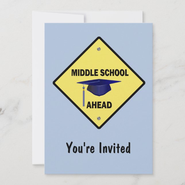 Yellow Highway Sign Graduation Middle School Invitation (Front)