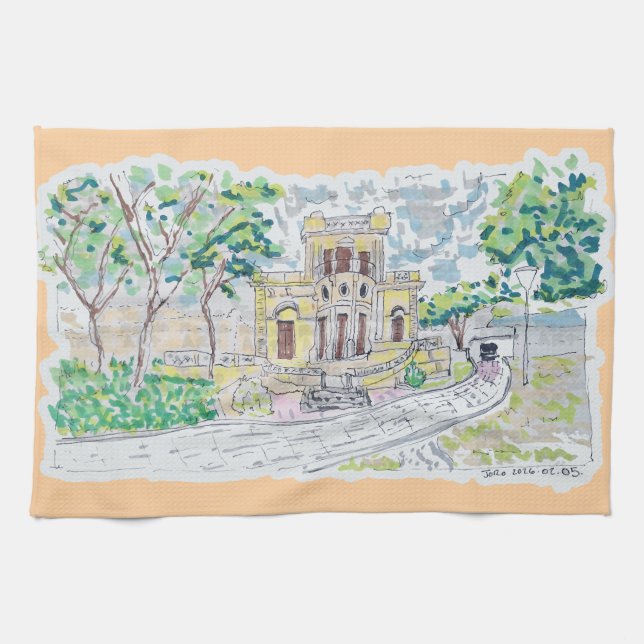 Yellow Historic Villa Kitchen Towel (Horizontal)