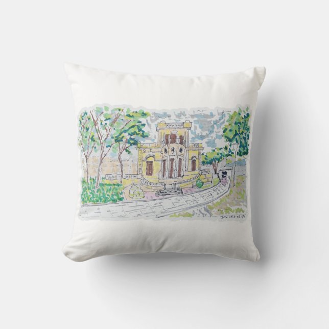 Yellow Historic Villa Throw Pillow (Front)