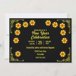 Yellow Hoa Mai Blossoms Tết New Year Invitation