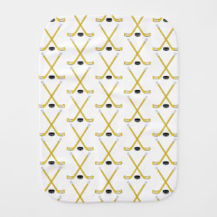 Yellow Hockey Sticks Baby Burp Cloth