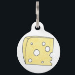 Yellow Holey Swiss Cheese Wedge Foodie Pet Tag<br><div class="desc">Pet tag design features an original illustration of a wedge of yellow Swiss cheese. Just personalize with the name of your dog or cat. Lots of coordinating pet products are also available from this shop! Don't see exactly what you're looking for? Contact Rebecca to have a product customized just for...</div>