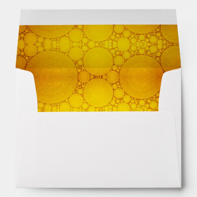 Yellow holiday bubble circle pattern lined modern envelope (Back (Bottom))