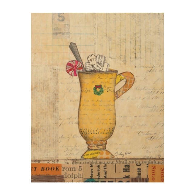 Yellow Holiday Cup Wood Wall Art (Front)