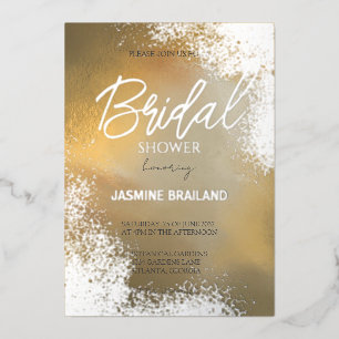 Yellow Hombre Cosmic Wash Bridal Shower Sparkle Foil Invitation