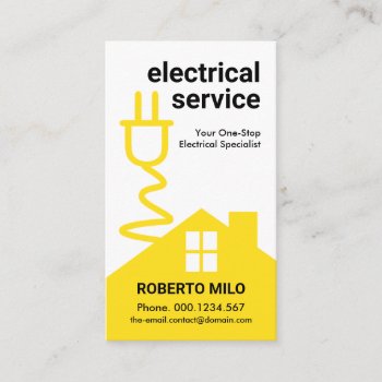 Yellow Home Electric Power Extension Wiring Business Card by keikocreativecards at Zazzle