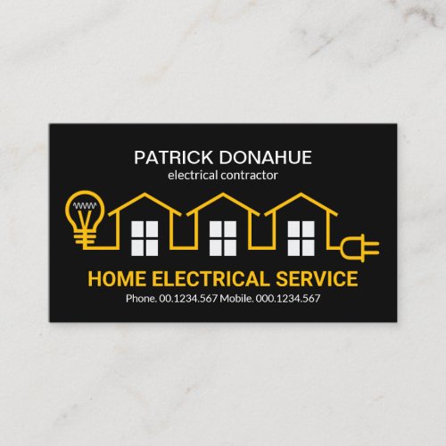 Yellow Home Electrical Wiring Circuit Electrician  Business Card
