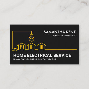 Yellow Home Electrical Wiring Circuit Electrician Business Card