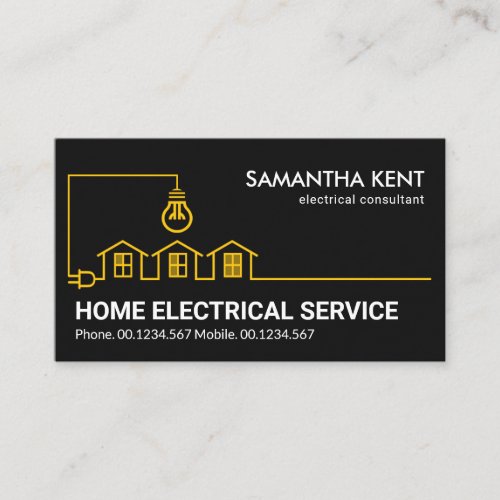 Yellow Home Electrical Wiring Circuit Electrician Business Card