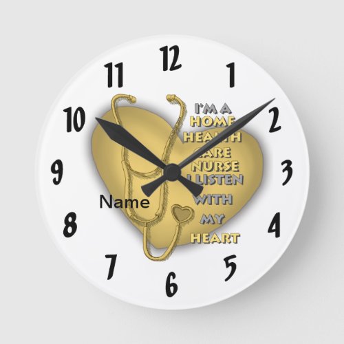 Yellow Home Health Care Nurse custom name clock
