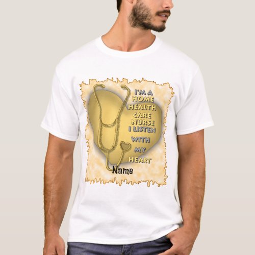 Yellow Home Health Care Nurse custom name T_Shirt