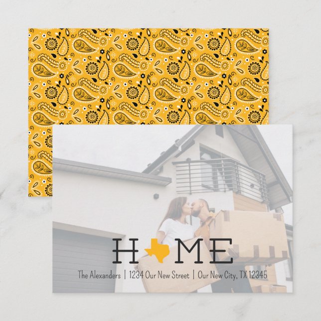 Yellow HOME Texas Moving Announcement (Front/Back)