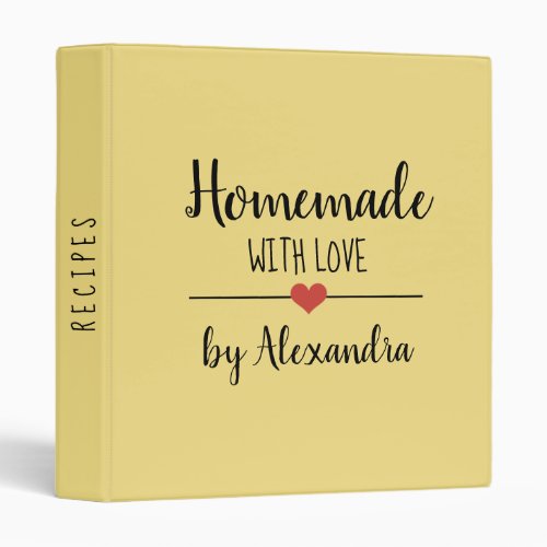 Yellow Homemade with love name recipe     3 Ring Binder