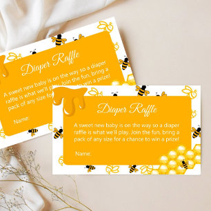 Yellow Honey Bee Baby Shower Diaper Raffle Enclosure Card