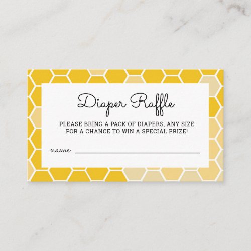 Yellow Honey Bee Baby Shower Diaper Raffle Tickets Enclosure Card