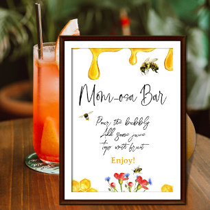 Yellow Honey Bee Baby Shower Mom-Osa Bar Poster
