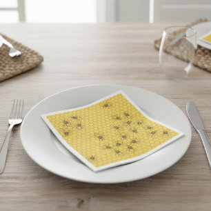 Yellow Honey Bee & Honeycomb Paper  Napkins