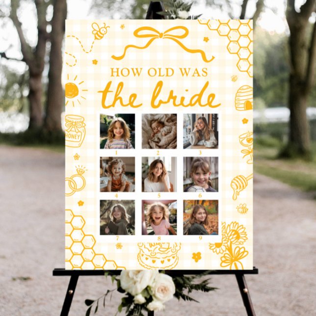 Yellow Honey Bee How Old Was The Bride Sign (Yellow Honey Bee How Old Was The Bride Sign)