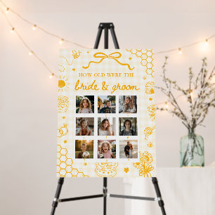 Yellow Honey Bee How Old Were Bride & Groom Sign