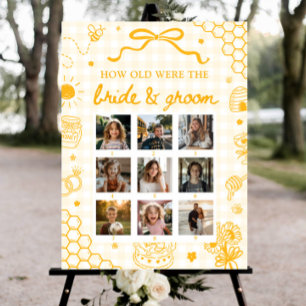 Yellow Honey Bee How Old Were Bride & Groom Sign