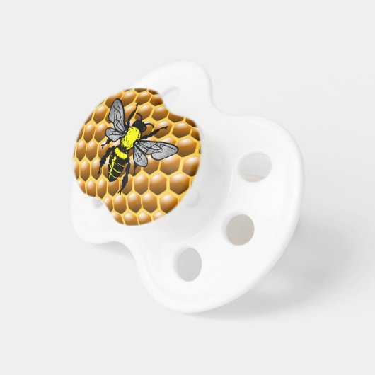 Yellow Honey Bee Insect Baby Pacifier (Front Right)