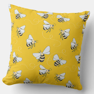 Yellow Honey Bee Throw Pillow