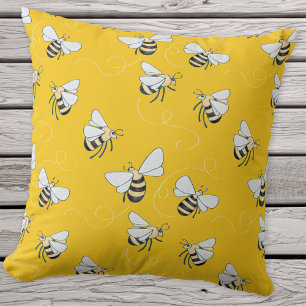 Yellow Honey Bee Throw Pillow