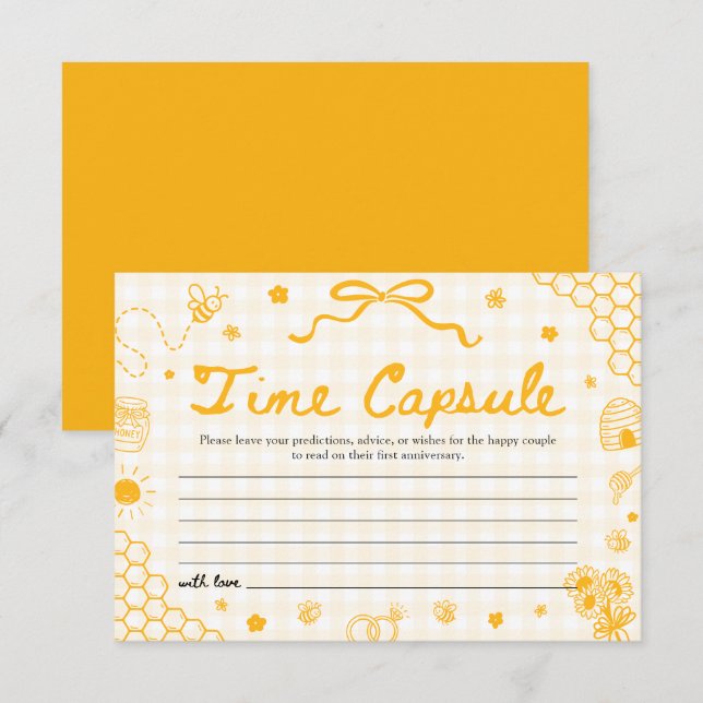 Yellow Honey Bee Time Capsule Bridal Shower Game Invitation (Front/Back)