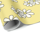 Yellow Honey Bee & White Daisy Pattern Wrapping Paper (Roll Corner)