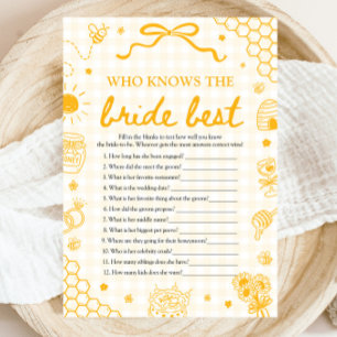 Yellow Honey Bee Who Knows The Bride Best Game Invitation