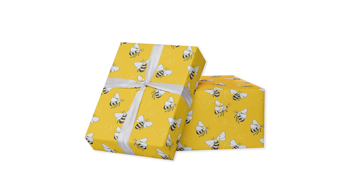 Yellow Honey Bee Wrapping Paper | Zazzle