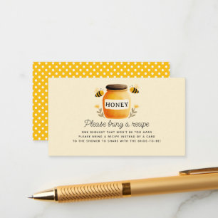 Yellow Honey & Bees Bridal Shower Recipe Request Enclosure Card