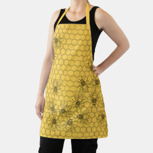 Yellow Honey Bees & Honeycombs Apron